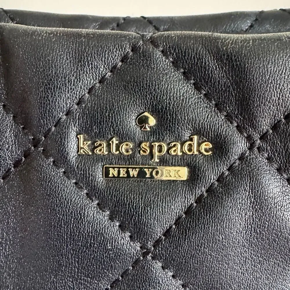 Kate Spade Quilted Leather Crossbody Bag With Embroidery Heart Strap & Tassels